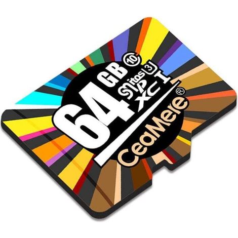 Accessoire de stockage vidéo Carte micro 64Go- Convient aux caméras de surveillance, aux enregistreurs de conduite, aux téléphones portables et aux tablettes (1/4)