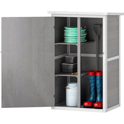 Armoire abri de Jardin Remise pour Outils Bois de Sapin pré-huilé Toit bitumé incliné - Grande Porte verrouillable loquet - 2 étagères - dim. 75L x 56l x 115H cm (1/5)