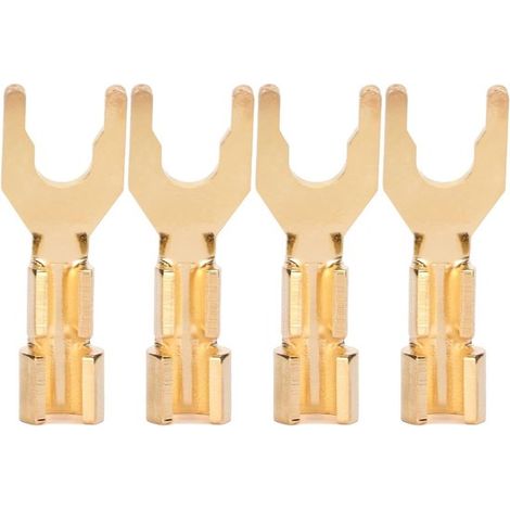 Y-Flachstecker，5 mm Gewindedurchmesser，vergoldetes Reinkupfer-Leitermaterial，4er-Set