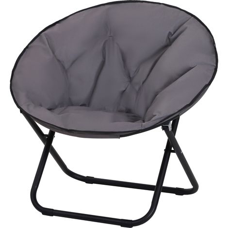 Outsunny Loveuse Fauteuil Rond de Jardin Fauteuil Lune papasan Pliable Grand Confort 80L x 80l x 75H cm Grand Coussin fourni Oxford Gris