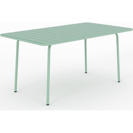 Mesa de jardín de metal verde claro para 6 personas - Yumi
