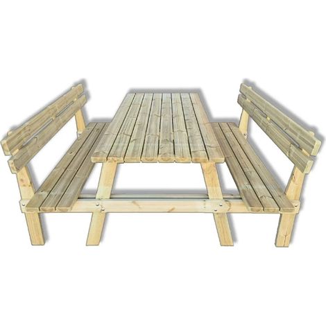 Tavolo da picnic in legno 6 posti con panche e schienale, 180x190x78h cm (1/5)