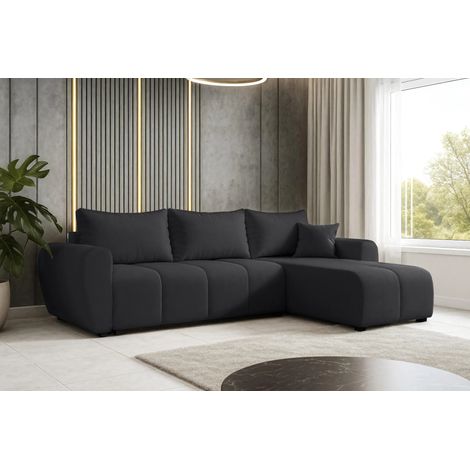 AX LIVING Eckcouch mit Schlaffunktion Malatya L Mini Schlafsofa Schwarz R