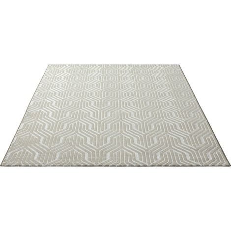 FLOORNOVO Hochflor Teppich Beige gemustert - 230 x 160 cm - Besonders Weicher Teppich Wohnzimmer & Badezimmerteppich - Pflegeleicht - vielseitig einsetzbar im Innenbereich (1/2)