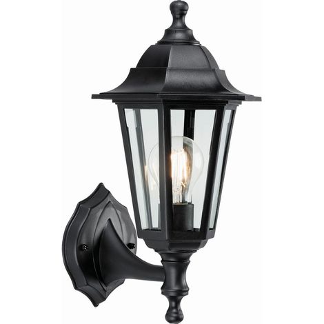 Endon Bayswater - Lanterna a Parete da Esterno 1 Luce Vetro Trasparente, Polipropilene Nero IP44, E27 (1/5)