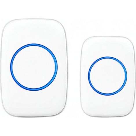 Sonnette sans fil avec émetteur récepteur, alimentée par piles, simple d'utilisation extérieure, étanche et intelligente, télécommande. (1/5)
