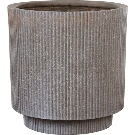 Maceta de mezcla de arcilla gris pardo 37 cm agujero drenaje acabado vertical Daria