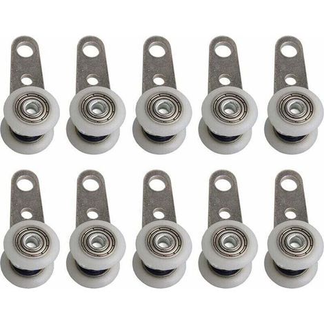 Lot De 10 Roulettes Pour Baies Vitrées Ou Portes Coulissantes - En Métal Et En Plastique - 4,5X 1,9Cm (1/4)