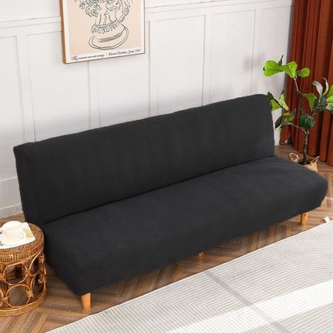 Housse de canapé sans accoudoirs, Housse de futon Extensible, Protection antidérapante pour canapé sans accoudoirs,Noir (1/4)