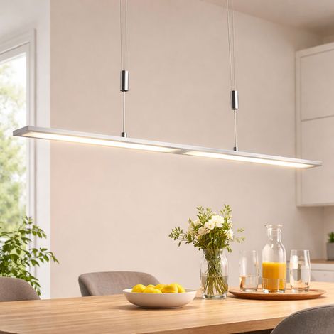 Lampada a sospensione Lampada da soggiorno Up Down Draw lampada a sospensione Sensore dimmer CCT, alluminio plastica, LED 35W 2200lm 2700-5000K, LxWxH 100x7x93-166 cm
