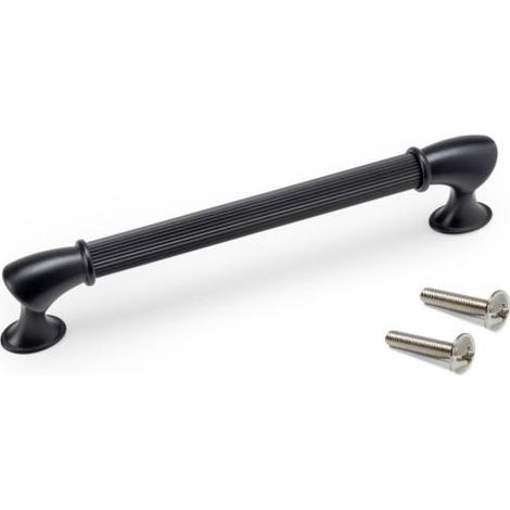 Emuca Lote de 20 tiradores para mueble Suez, L184mm, intereje 160mm, Aluminio, Pintado negro -
