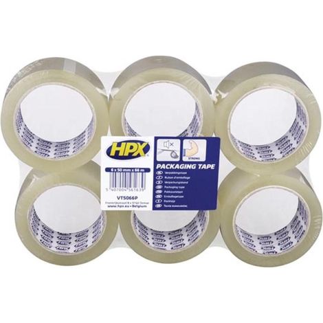 Cinta adhesiva HPX transparente 50 mm x 66 m pack 6
