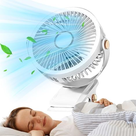 Ventilateur À Pince Sans Fil Rechargeable Type-C Lumière Douce (1/5)