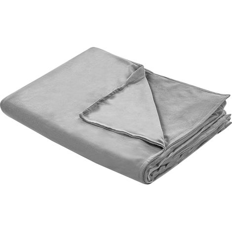 Funda de manta pesada moderna tejido liso poliéster textil dormitorio 135 x 200 cm gris Rhea
