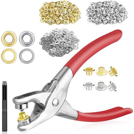 Pliers À Oeillets - Oeillets Métalliques 6 mm - Pour Cuir Textile Bâche - Kit Complet avec Poinçon 6 mm - 400 Pièces + 1 Plier + 1 Poinçon (1/5)