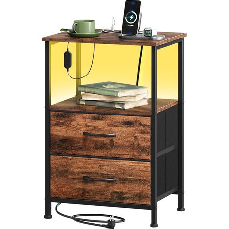 Table de Chevet LED, 2 Prises (1/5)