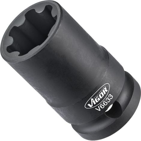 VIGOR Steckschlüsseleinsatz, 1/2 (12,5 mm) Vierkant hohl, Rillenprofil, SW 22 mm (1/3)