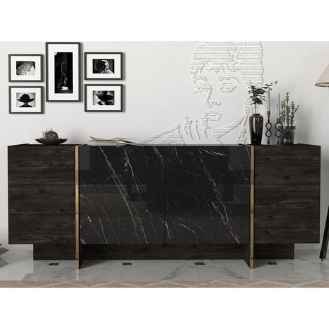 Sideboard Veyron Rebab Braun Dunkelgrau ( Marmor Optik )