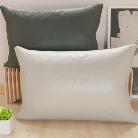 Lot de 2 Taies d'oreiller de Lit 80x50 cm, Housses de Coussin Unies Double Face Gris Clair et Foncé, Taie Oreiller 100% Microfibre, Fabriqué en Italie