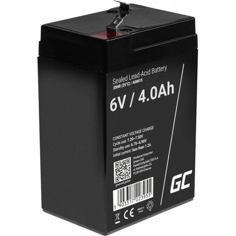 Green cell 6v 4ah agm vrla blei saure batterie gel ersatzbatterie zyklenfest elektrisches spielzeug alarm notstrom fur kinder und kinderquads (1/5)