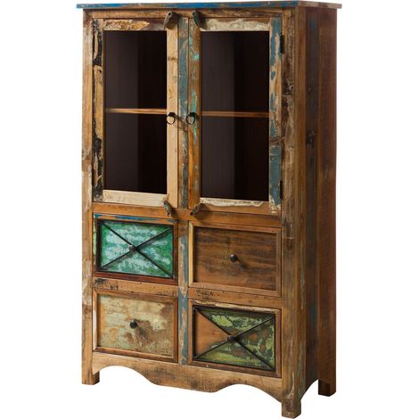 Highboard Altholz 95x40x150 mehrfarbig lackiert NATURE OF SPIRIT 140