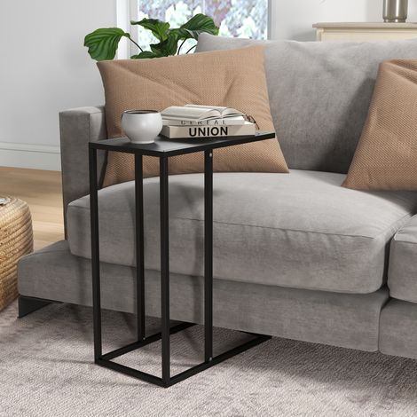 C-Beistelltisch 46x26x60 cm Aus Stahl Schwarz — Minimalistisches Design Für Wohnzimmer Und Schlafzimmer (1/5)
