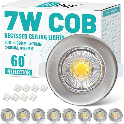 Lot de 8 Spot LED Encastrable Extra Plat 7W,230V Spot Extra Plat,4000K 600LM Blanc Neutre Trou Φ65-85mm,Spot de Plafond Inox pour Salon Cuisine (1/5)