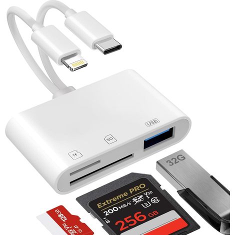 Lecteur Carte SD 3 en 1 - Lightning et USB C - Transfert Données - iPhone iPad Samsung (1/5)