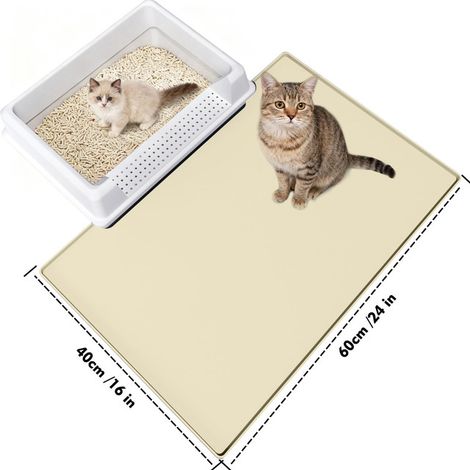 Tapis de Litière pour Chat en Silicone Imperméable Tapis de Sol pour Bac à Litière Antidérapant Facile à Nettoyer
