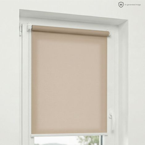 Estika - Store enrouleur sans perçage - 50 x 150 cm - Beige Mastic - Protection solaire pour fenêtres intérieures - Tissu semi-transparent - Fixation Klemmfix (1/5)
