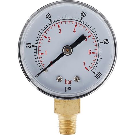 Jauge de pression d'eau - Baromètre précis pour usage industriel - Testeur de pression d'air en métal robuste - Blanc (TS-Y508-100 psi) (1/5)