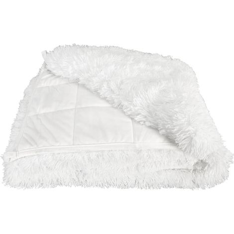 Couverture Pondérée 7kg Anti-Stress Sommeil Optimal Imitation Fourrure Blanche (1/5)