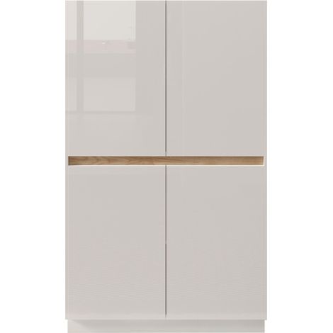 Aparador alto FANTASY blanco lacado/roble Cadiz 105 x 170 cm (1/3)