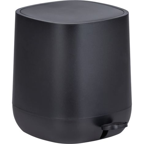 Poubelle à pédale Design, Fermeture avec Frein de Chute Easy Close, Petite Poubelle Salle de Bain capacité 6,5L, Plastique Exempt de BPA, 23,5x26 x 27,5 cm, Noir Mat (1/5)