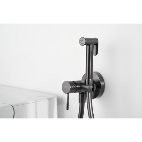Robinet de bidet encastré avec mitigeur  Modèle GÉNOVA  Couleur noire  Finition en métal noir Gun  [IMEX®]