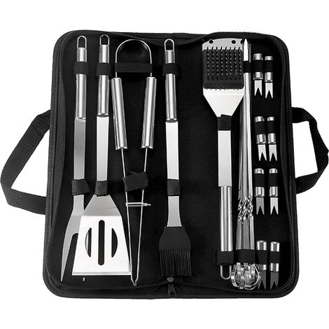 Outils de barbecue pour grille, ensemble d'outils de grille, outils de barbecue portables en acier inoxydable de 20 pièces, accessoires pour barbecue, ensemble de barbecue, kit d'outils pour gri (1/5)