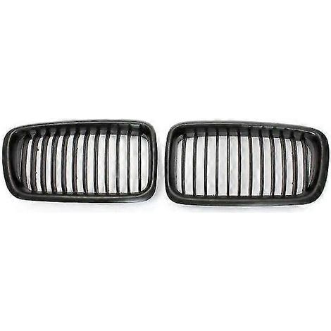 RM-CAR Paar Frontgrill mit Einzellamelle für BMW E38 7er 4-Türer 740i 740iL 750iL 1998-2001 Renngrill – Mattschwarz