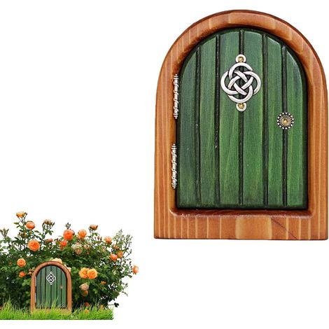 1 Porte Miniature, Motifs Simples, Bois Lisse, Décoration Jardin Fées Extérieur