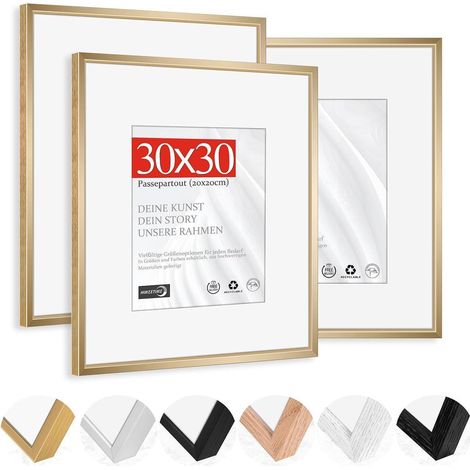 Bilderrahmen 30x30 cm Champagnergold Aluminium mit Passepartout 20x20 cm, Wandmontage (1/5)