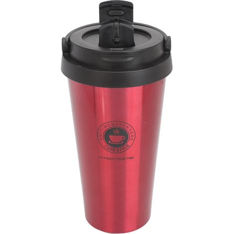 Mug isotherme de voyage en acier inoxydable avec couvercle, tasse à café portable pour voiture, rouge, 500 ml (1/5)