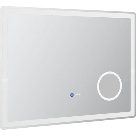 Miroir de salle de bain LED, grossissement x3, commande tactile, 80x60cm, 3 couleurs de lumière, anti-buée. Ce produit d (1/5)