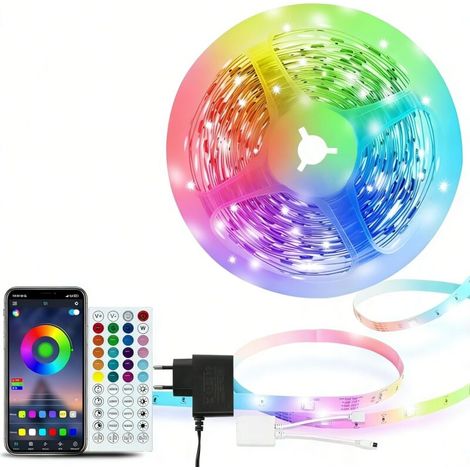 m LED-Streifen, 16 LEDs/Meter, 24 V 5050 RGB-LED-Streifen, App- und Fernbedienungssteuerung, Musiksynchronisation, Timer-Funktion, für Schlafzimmer, Spielzimmer, Partys und Festivals