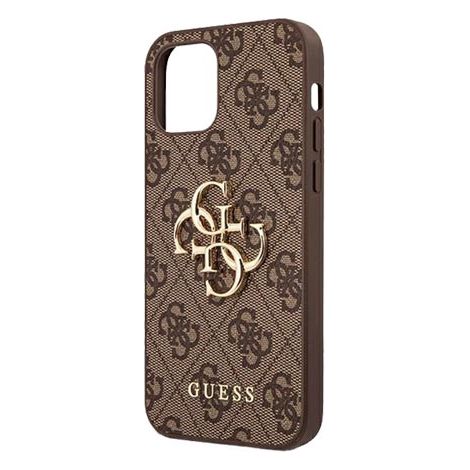 GUESS Hard Cover 4G Big Metal Logo Brown, für Apple iPhone 12 / 12 Pro, GUHCP12M4GMGBR