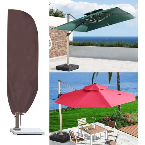 Housse de protection imperméable pour parasol de jardin, protection contre la pluie pour terrasse extérieure (couleur café) (1/5)