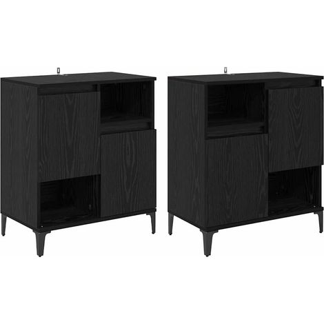 Sideboards 2 pcs Black Oak 60 x 35 x 70 cm Engineered Wood vidaXL (1/5)