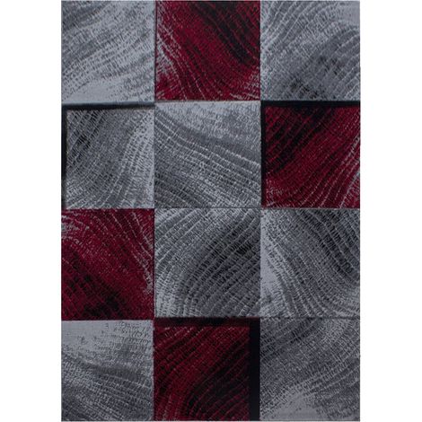 CARREAUX - Tapis à motifs carreaux en damier (Rouge - 80x150cm) (1/5)