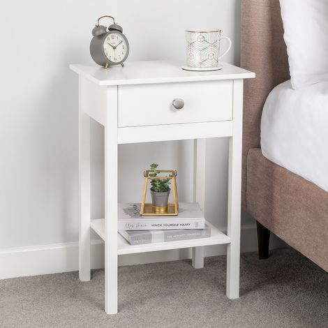 Bedside Table With Shelf - White (1/5)