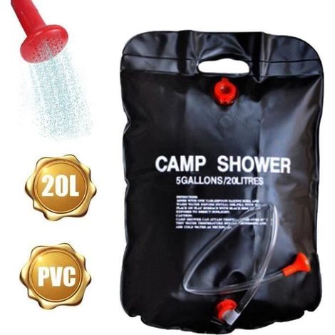 Sac de douche solaire Portable - PZCC - 5 Gallons/20l - Type S (1/4)