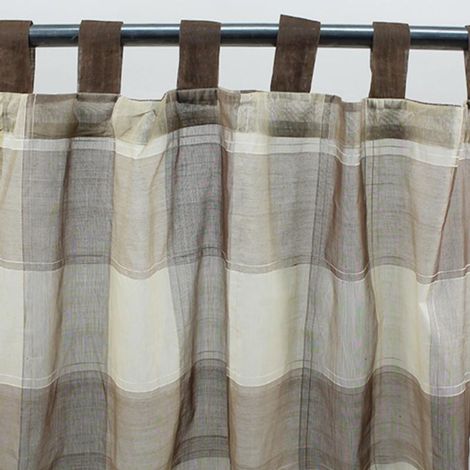 CHECK - Voilage en coton beige 110x250 (1/2)