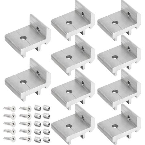 Lot de 10 supports de montage en alliage d'aluminium 3030 pour étagère - Pinces d'angle pour profilé d'extrusion en aluminium avec vis autotaraudeuses et vis de réglage (1/5)